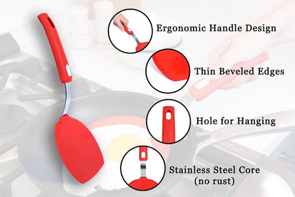 Wide Silicone Pancake Spatula for Cooking - Large Heat-Resistant Turner