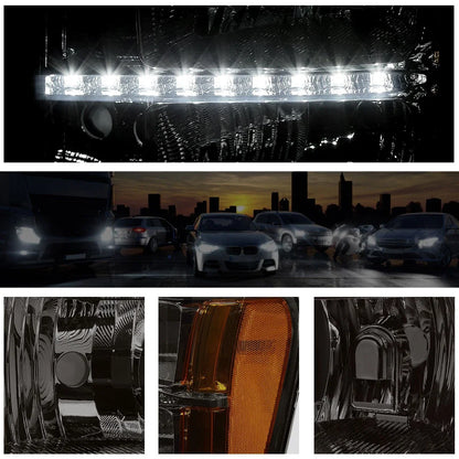 LED DRL Smoked Lens Amber Side Corner Headlight Pair for GMC Sierra (2007–2014)
