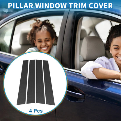 Set of 4 Door Pillar Window Trim for Toyota Highlander (Carbon Fiber)