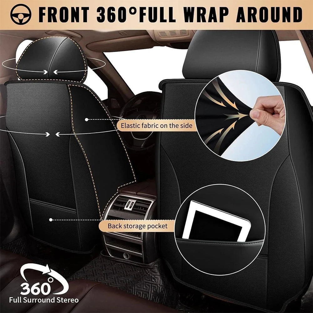 Set of 2 PU Leather Seat Covers for Ford Toyota 5 Seats (2010–2023)