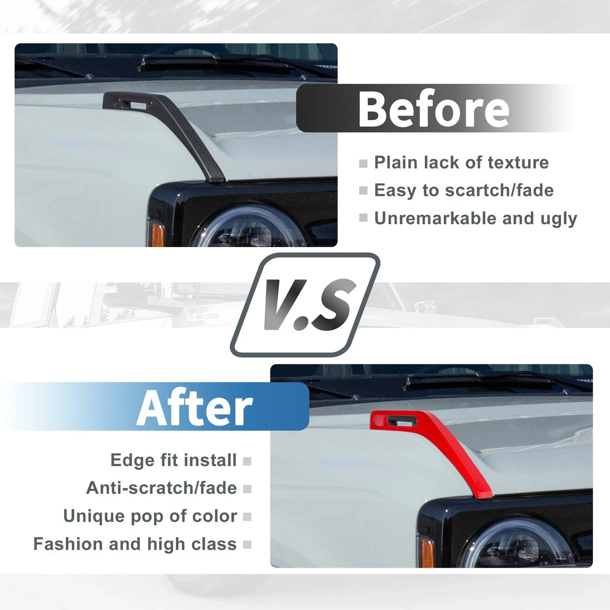 Hood Hinge Cover for Ford Bronco (2021–2024) Red Trail Sight Trim
