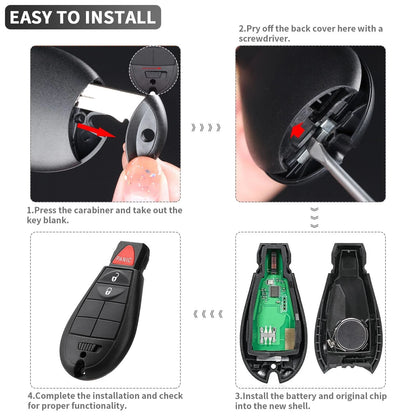 3 Button Key Fob Case Replacement for Dodge Ram 1500 2500 3500 4500 5500