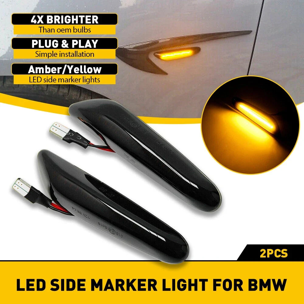 Dynamic LED Sequential Side Marker Turn Signal Light for BMW E82 E90 E92 E88 (2007–2013)
