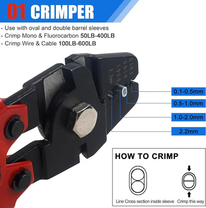 Set of 4 Fishing Crimp Pliers with 400 Crimp Sleeves