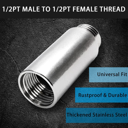 2X 1/2PT Male to Female Thread Shower Head Adapter 40 mm, Silver