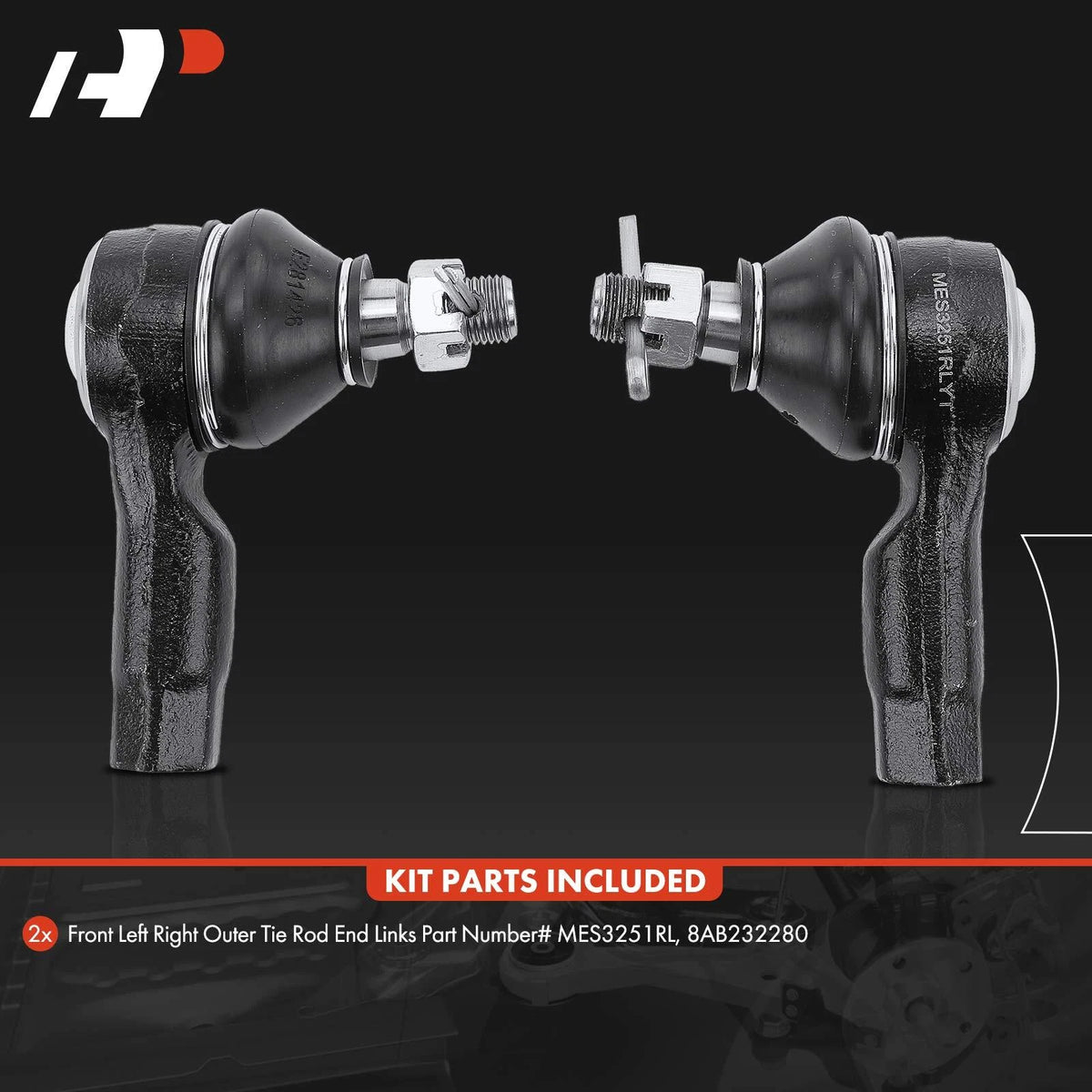 2X Front Outer Tie Rod Ends for Mazda 323 (1990–1995) MX-3 (1992–1996) RX-7 (1993–1995) - 8AB232280, B45532280, MES3251RL