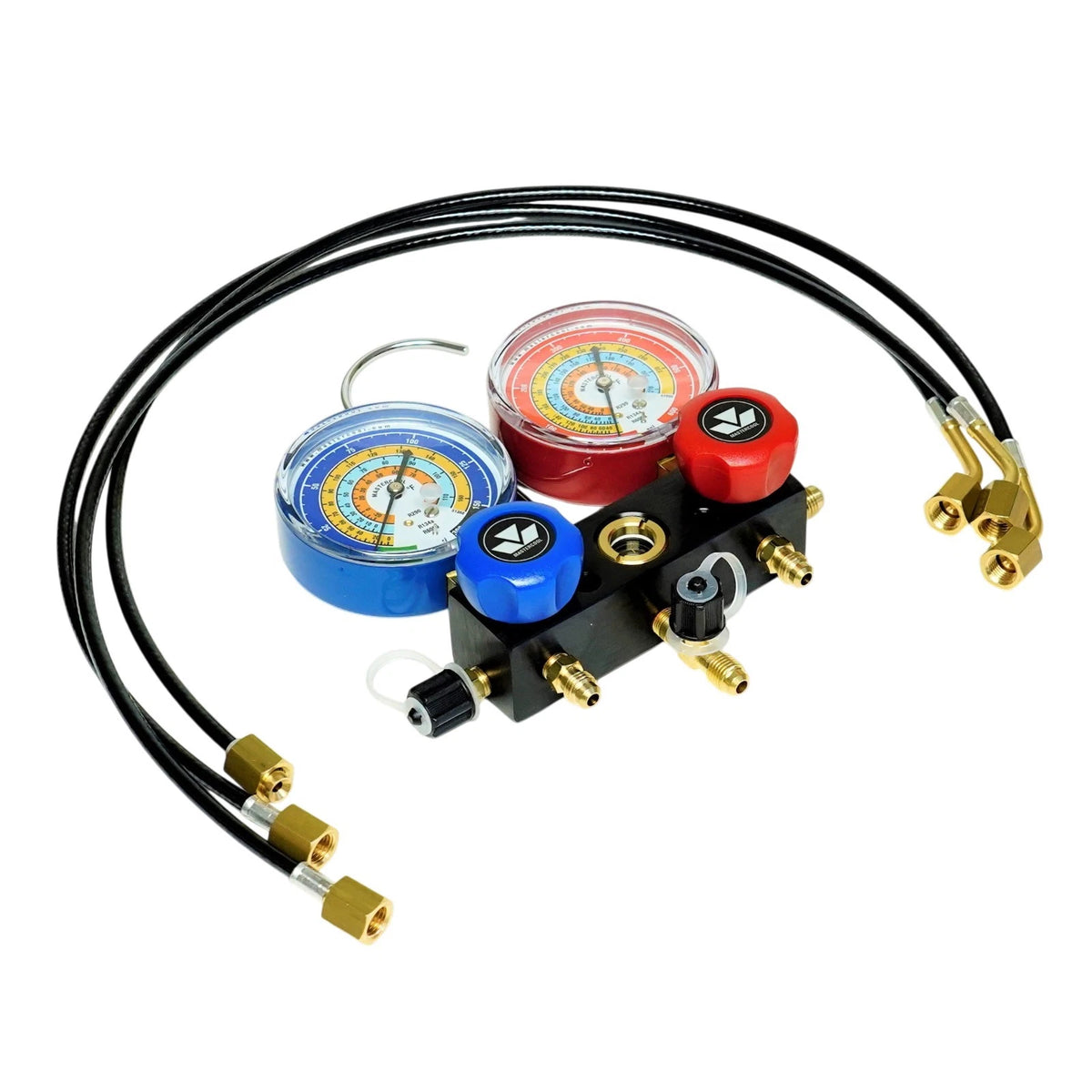 Aluminum Charging Manifold with 24" Hoses for HVAC Refrigeration