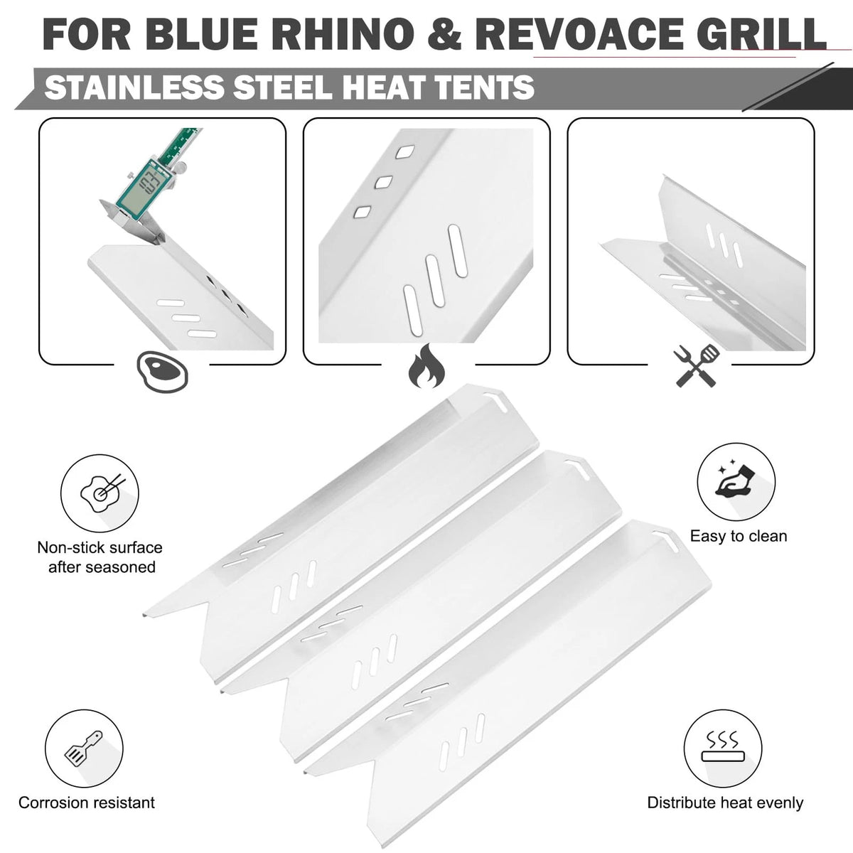 3X Heat Plates for Blue Grill (15" x 4 1/3")