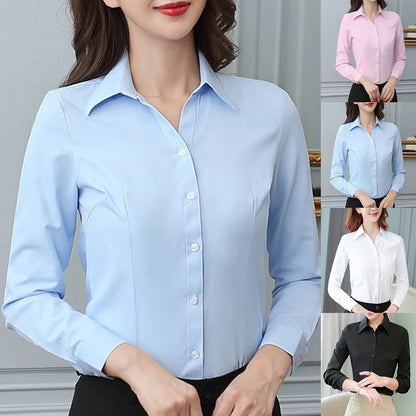 Ladies Office Business Shirt for Women Long Sleeve Blouse