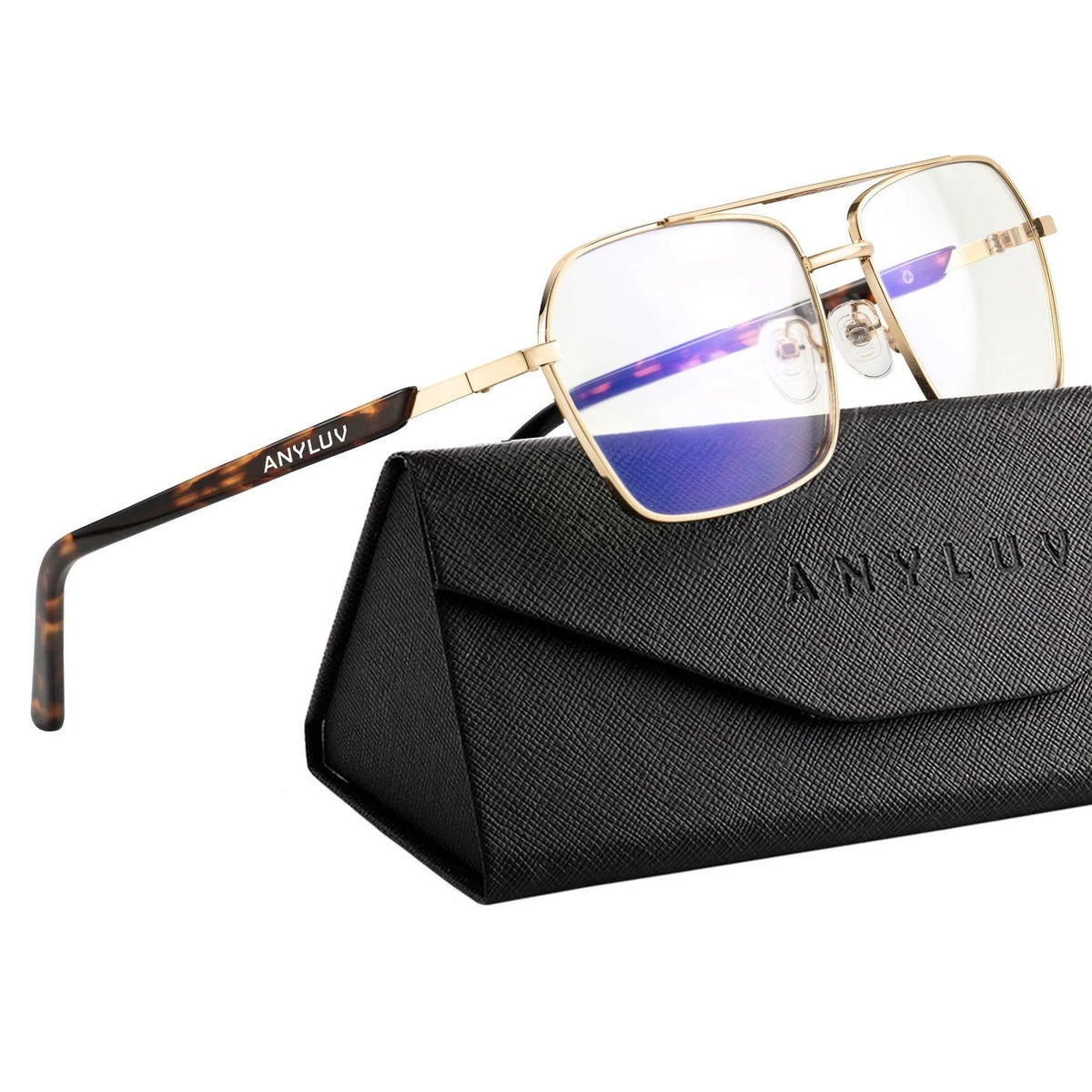 Blue Light Glasses for Men/Women (Medium, A02-gold/Tortoiseshell)