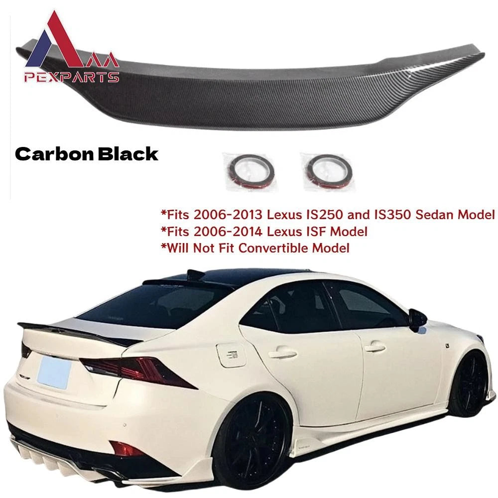 R Style Rear Trunk Spoiler for Lexus IS250 IS350 (2006–2013) Carbon Black ABS