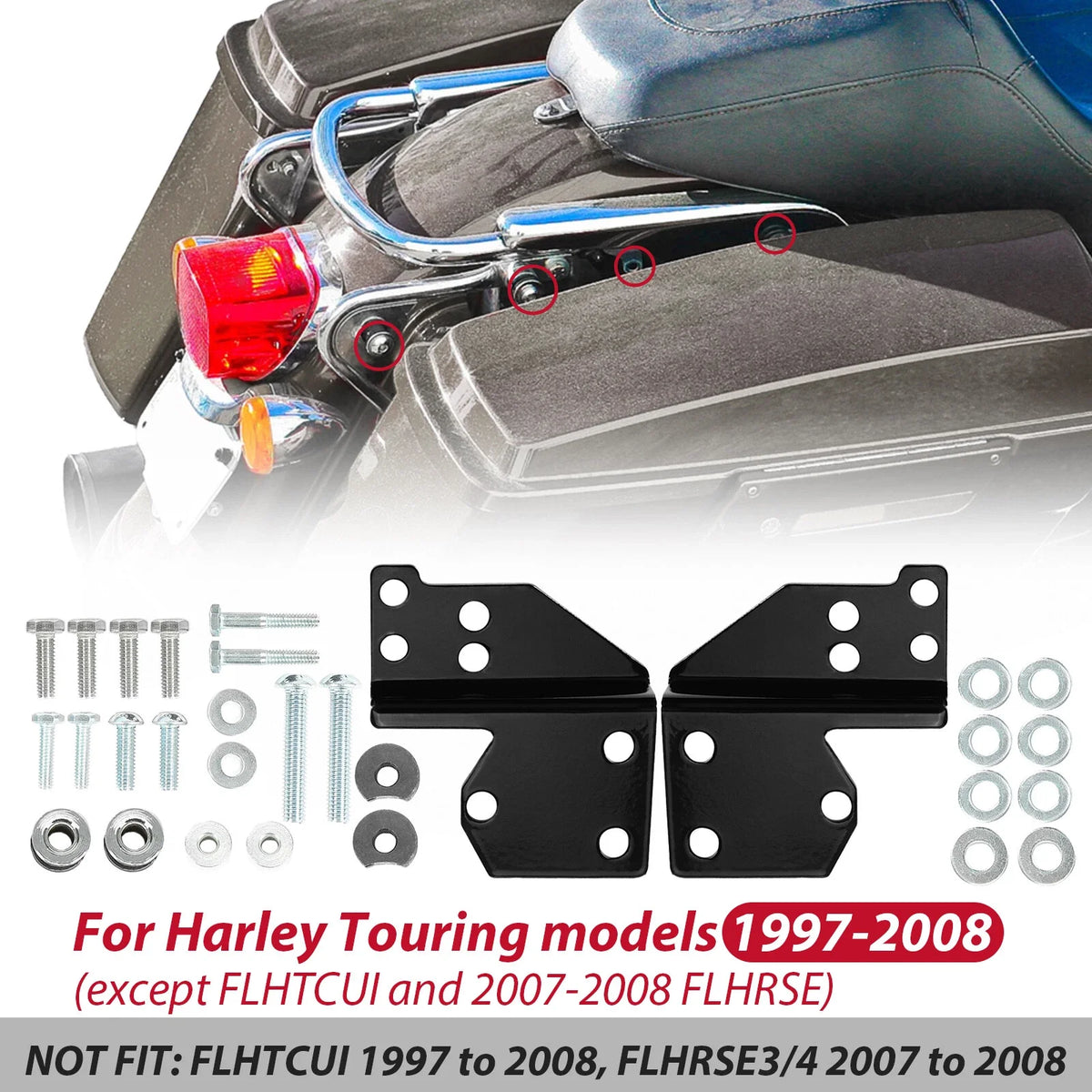 Quick Release Sissy Bar Backrest Docking Hardware Kit for Harley Touring (1997–2008)