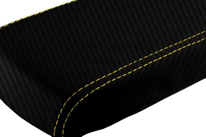 Console Lid Cover for Toyota Supra (1986–1992) Carbon Fiber Yellow Stitch
