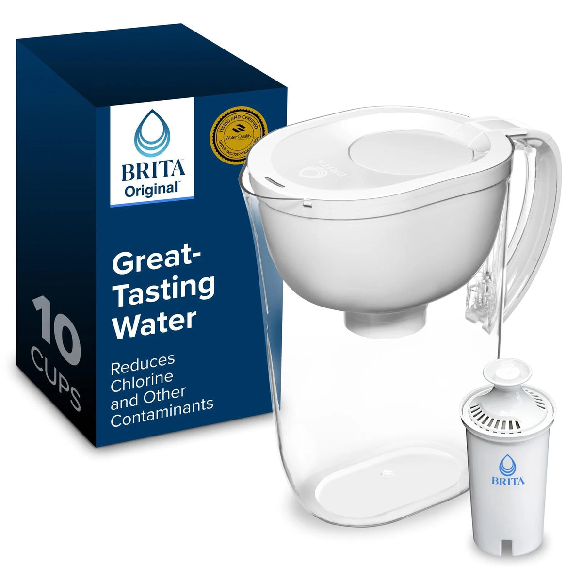 Brita Large 10-Cup Water Filter Pitcher (WQA NSF/ANSI Smarlight White)