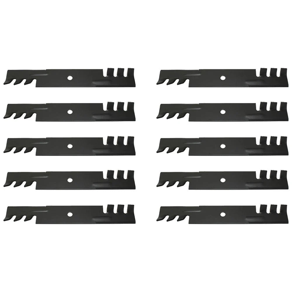 Set of 10 Toothed Mulching Blades for John Deere Mowers (32", 36", 48", 52")