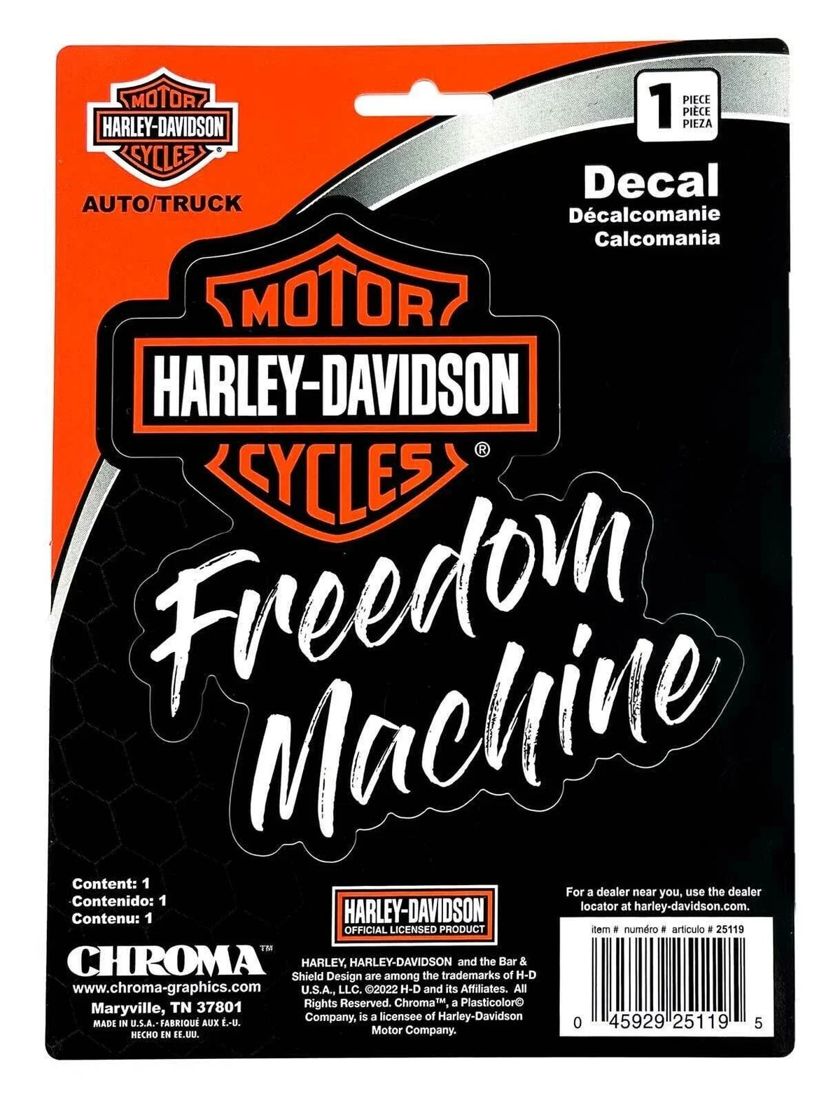 Freedom Machine Bar & Shield Logo Decal for Harley-Davidson (6 x 8 in.)