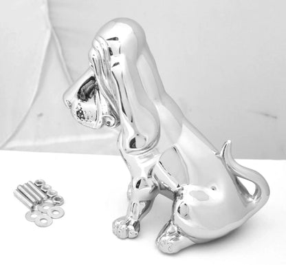 Hood Ornament for Basset Hound Chrome 4 Stud Mount (H)-HTS#5040