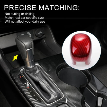 Automatic Gear Shift Knob Cover for Honda Civic (2022–2025) Carbon Fiber Red