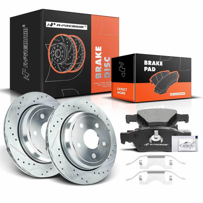 Rear Drilled Brake Rotors & Ceramic Pads for Dodge Durango Jeep Grand