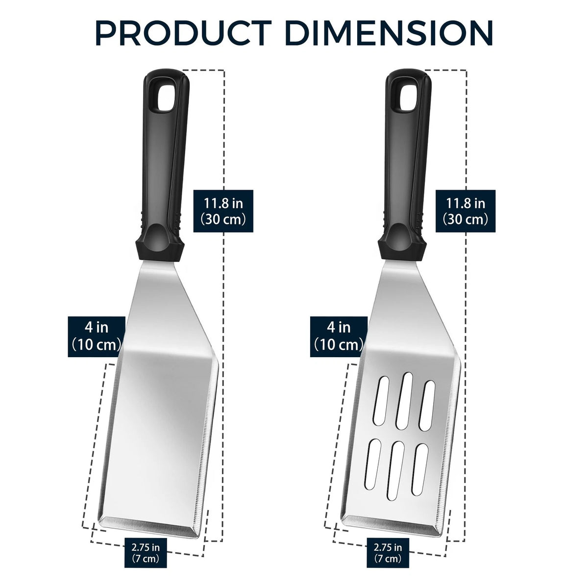 Set of 2 Stainless Steel Spatulas for Cooking