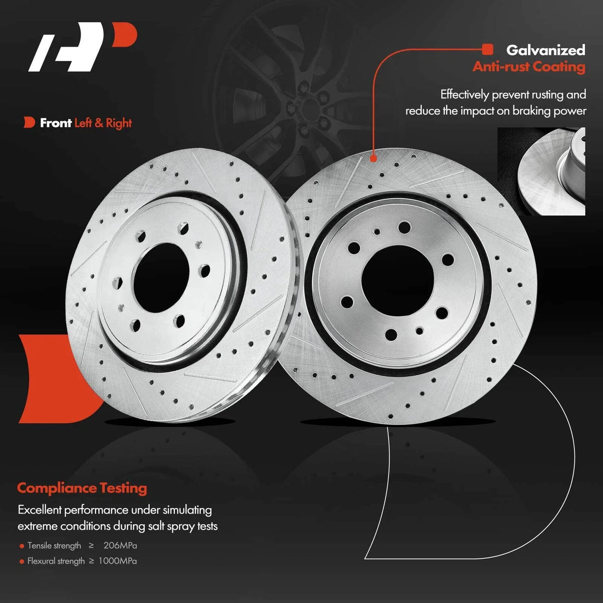 Set of 8 Front Drilled Brake Rotors, Pads & Calipers for Ford F-150 (2012–2016)
