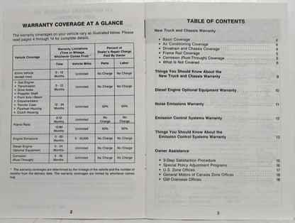 GMC Truck Series 4-7 Warranty and Assistance Information (1986)