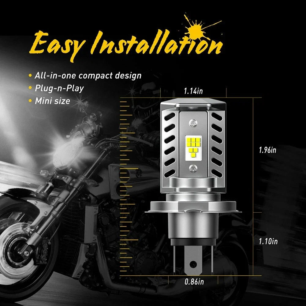 2X AUXITO H4 9003 HB2 LED Bulb for Motorcycle (Hi/Lo Beam)