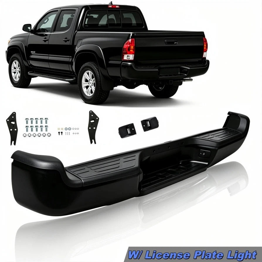 Complete Black Rear Step Bumper Assembly for Toyota Tacoma (2005–2015) - BACP000000268, 5215104051-PFM, TO1103114, TO1103113