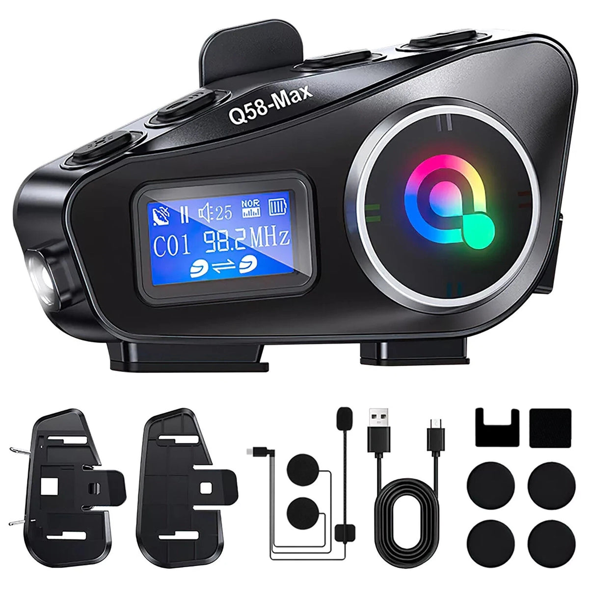 Bluetooth Helmet Intercom Headset for Motorcycle (Waterproof, FM Radio)