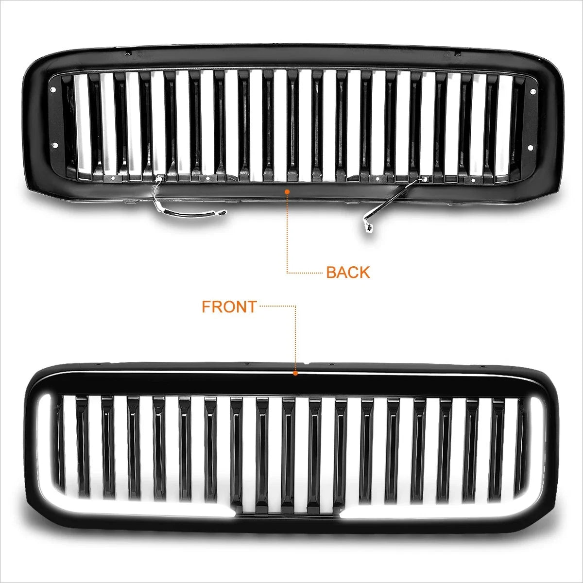 Vertical Fence Front Bumper Grille w/LED Light Bar for Ford F250-F550 (1999–2004)