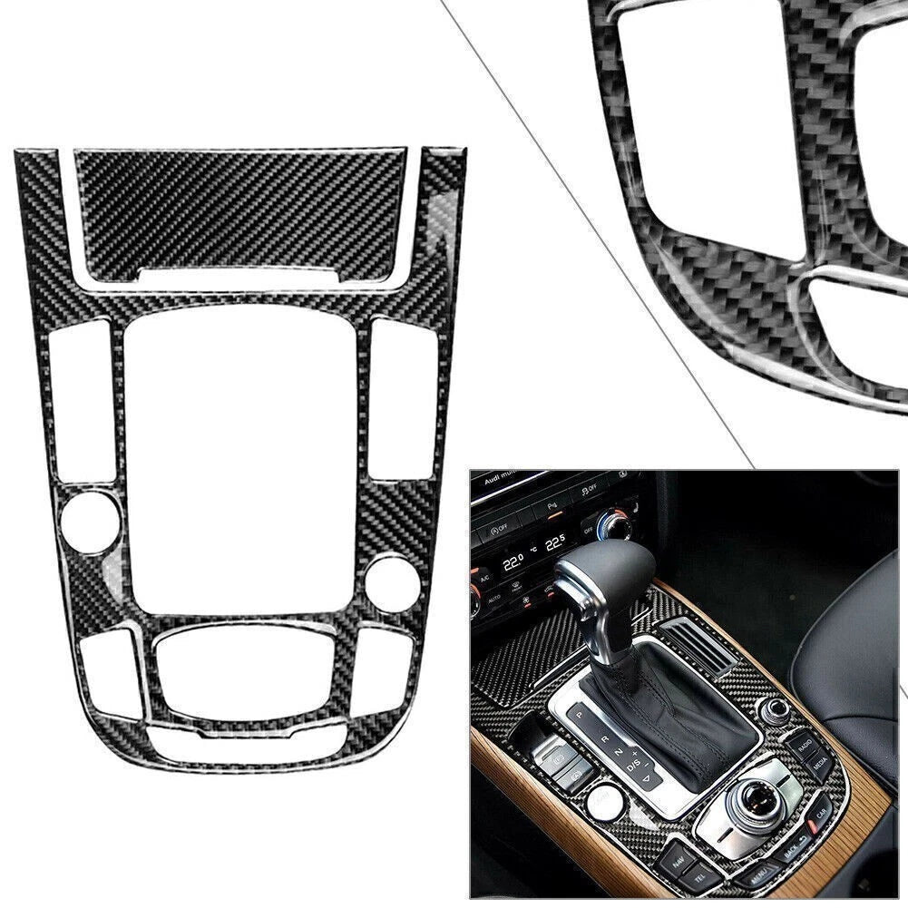 2X Carbon Fiber Gear Shift Box Panel Cover Trim for Audi A4 A5 Q5 (2013–2018)