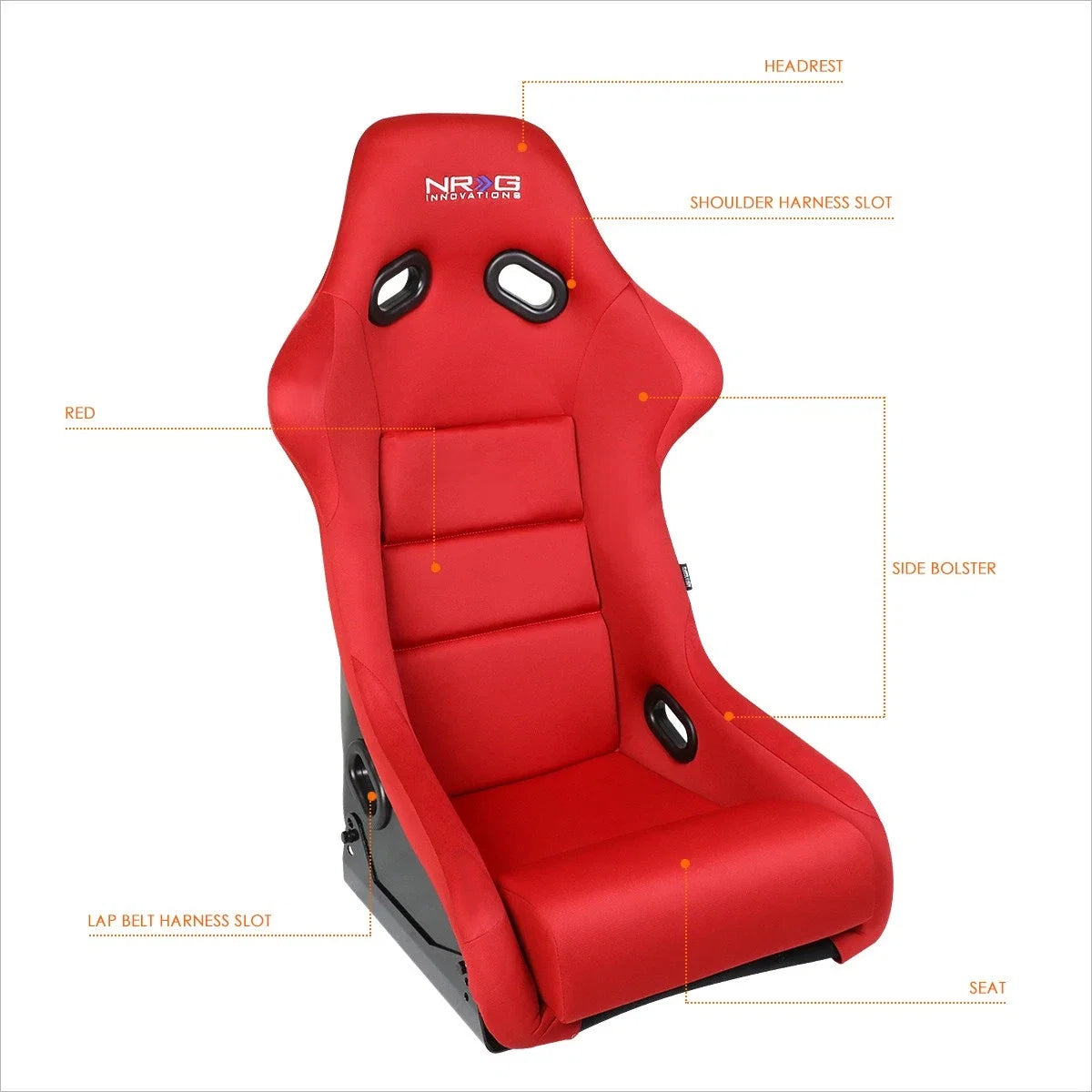 2X Reinforced Fiberglass Fixed Back Racing Bucket Seats for NRG Innovation