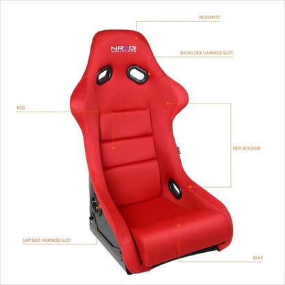 2X Reinforced Fiberglass Fixed Back Racing Bucket Seats for NRG Innovation
