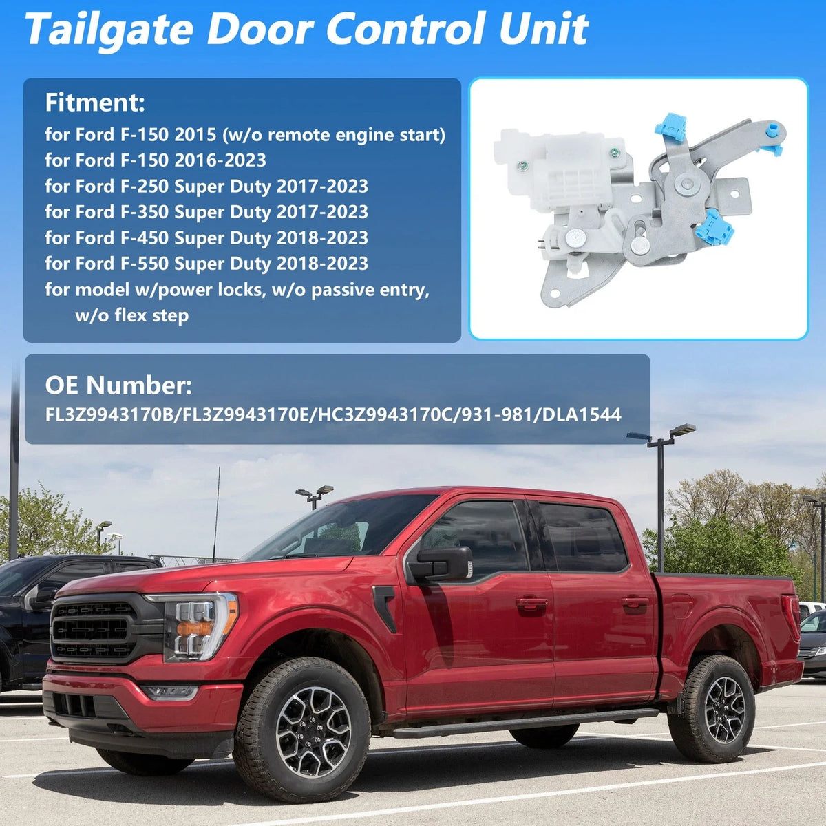 Tailgate Control Door Lock Actuator FL3Z9943170B for Ford F-150 (2015–2023)