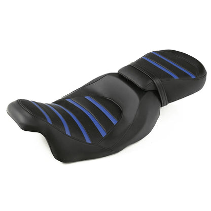Rider Driver Passenger Seat for Harley Street Road Glide (2009–2023) Black Blue