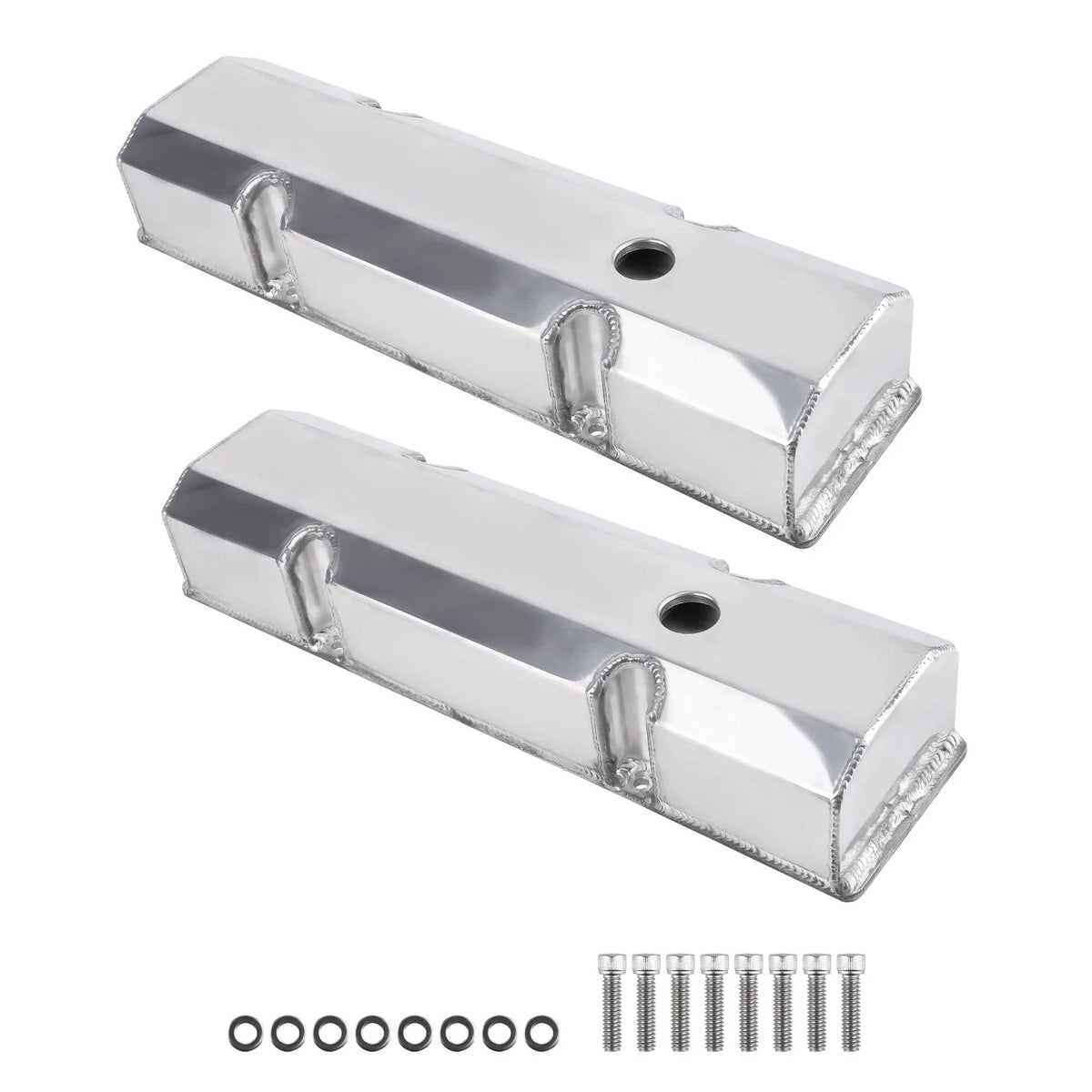 2pc Fabricated Aluminum Tall Valve Covers for Chevy Small Block 283 327 350