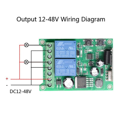 2X Wireless Remote Switch for DC 12V 24V 36V 48V