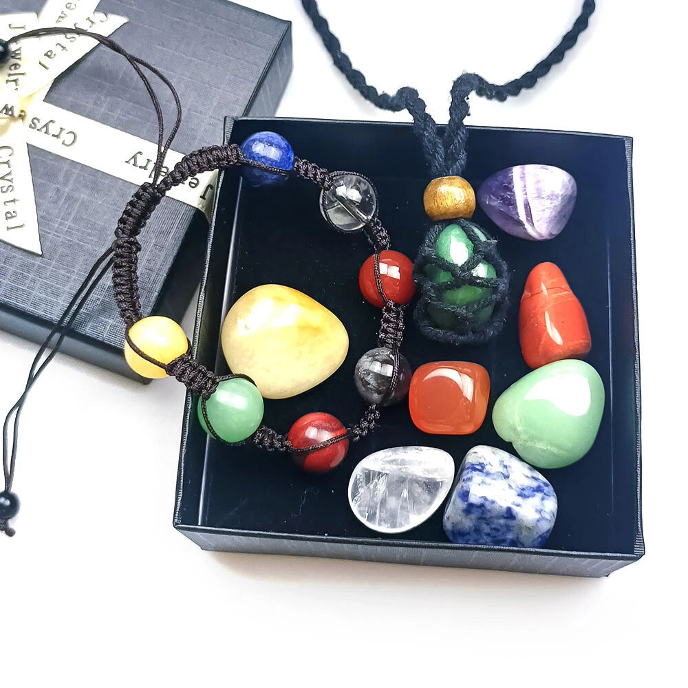 Set of 7 Chakra Tumbling Stones for Meditation and Healing