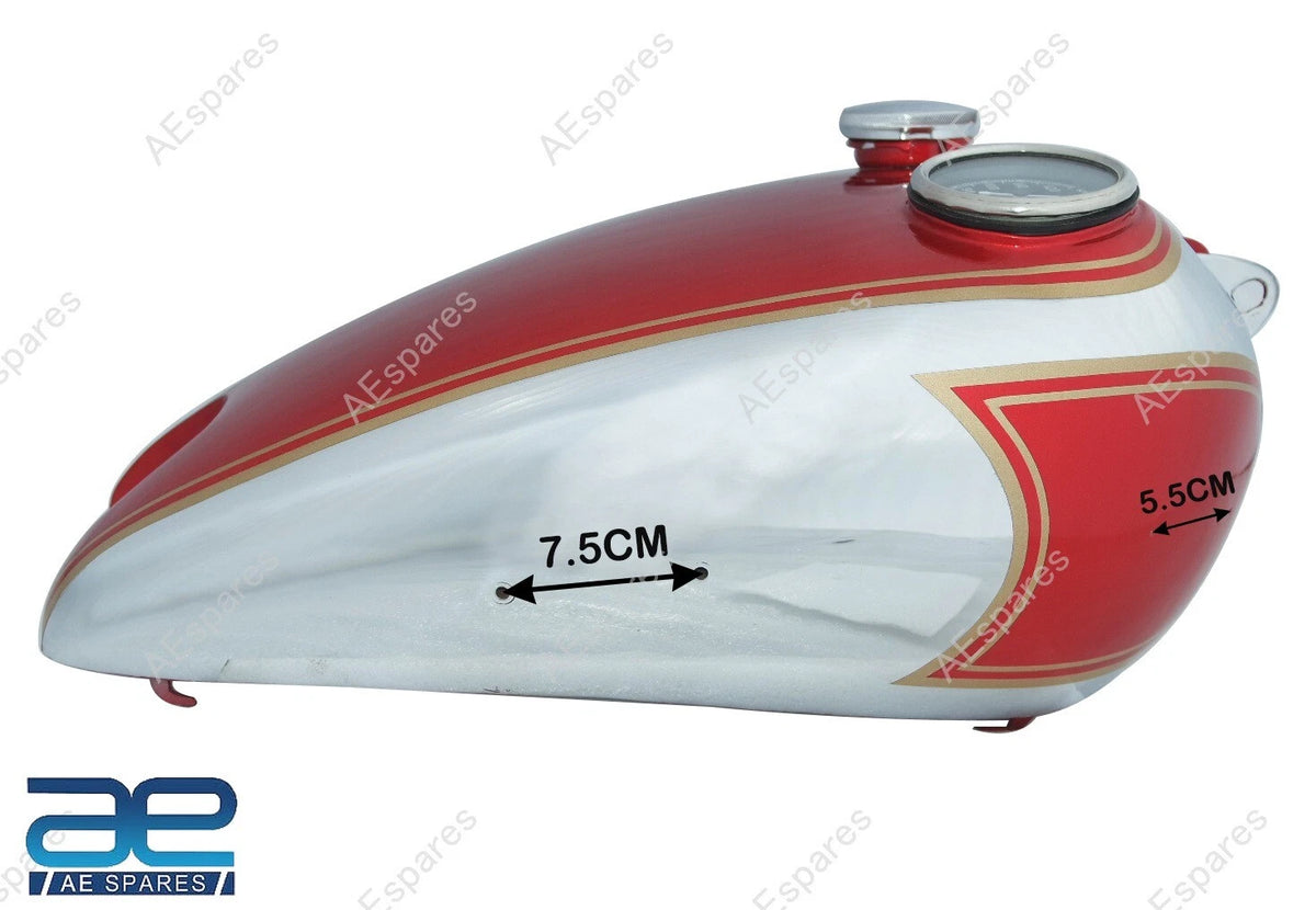 Cherry & Chrome Petrol Tank + Replica Smiths Speedo for BSA C10 C11