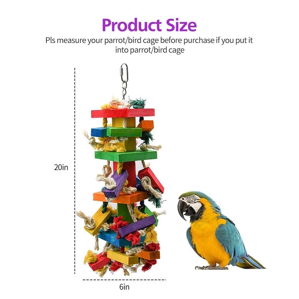 Large Parrot Toy for Birds (20in) - Multicolor
