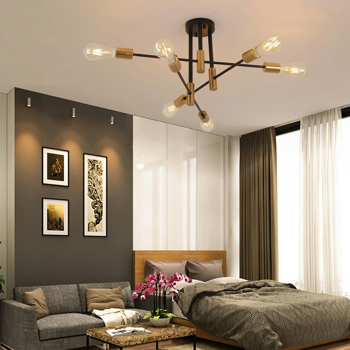 6-Light Sputnik Chandelier Pendant Lighting Fixture