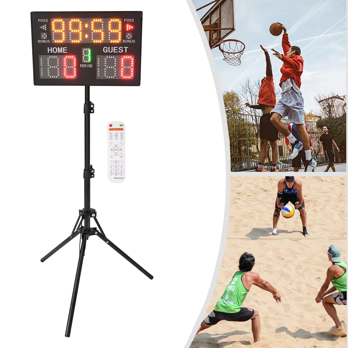 Electronic Digital Portable Tabletop Scoreboard for Indoor & Outdoor Games