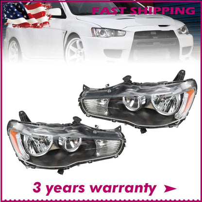 Set of 2 Headlights for Mitsubishi Lancer EVO X (2008–2017) MI2502139, 8301B075, 8301B076 LED DRL
