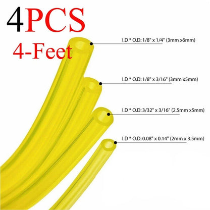 Air Fuel Line Hose Set of 4 for 2 Cycle Engines (16 Feet, Yellow)