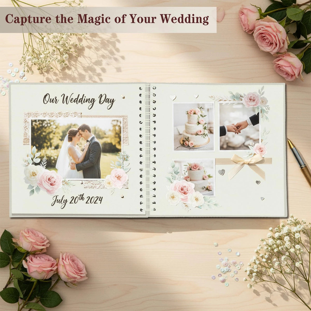 10x10 Inch Blank Scrapbook Album - 40 Pages Hardcover Memory Book