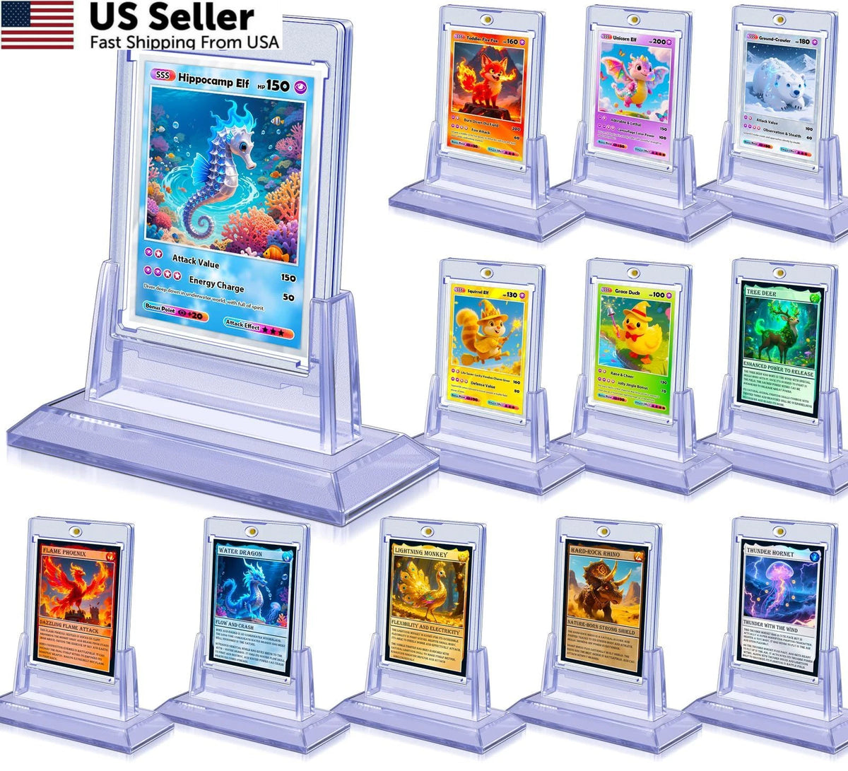 12Pcs Magnetic Card Holders for Trading Cards - Clear