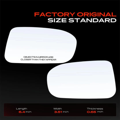 Pair Manual Mirror Glass for Honda Civic (2014–2015) - 76203TR4C01, 76253TR4C01, HO1325125, HO1324125