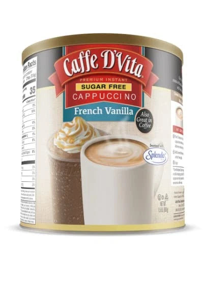 Caffe D'Vita Sugar Free French Vanilla Cappuccino Instant Coffee Powder 1.5 Lb