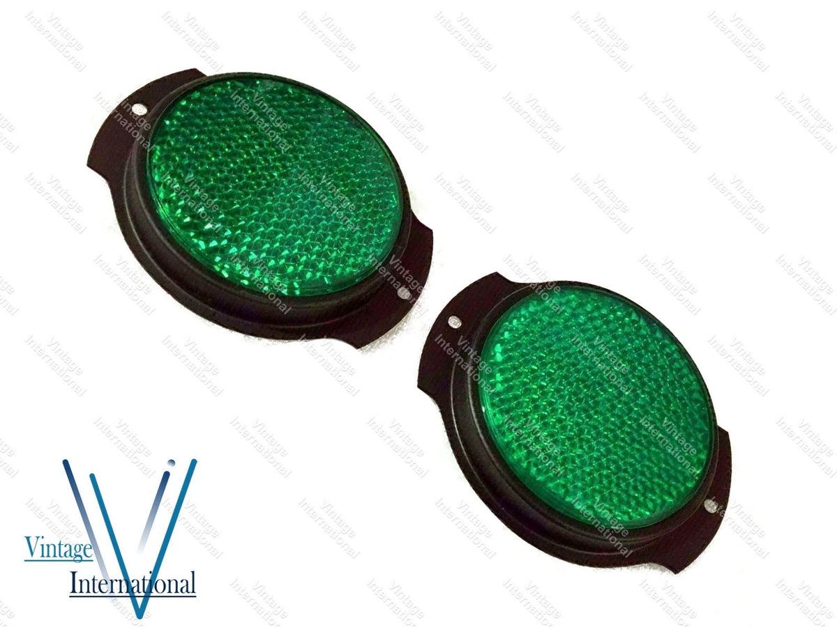 Pair Green Reflector with Black Bezel for Willys M38 M151A1 M35