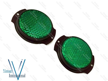 Pair Green Reflector with Black Bezel for Willys M38 M151A1 M35
